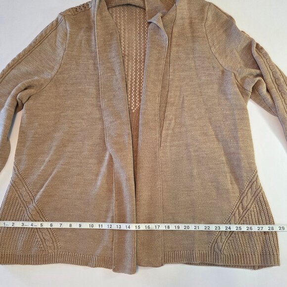 NWOT - Notations Open Front Cardigan, 2X, Tan Cable Knit Sweater, Never Worn - Picture 3 of 10